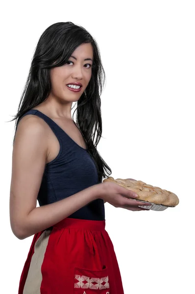 Mujer Chef con pastel —  Fotos de Stock