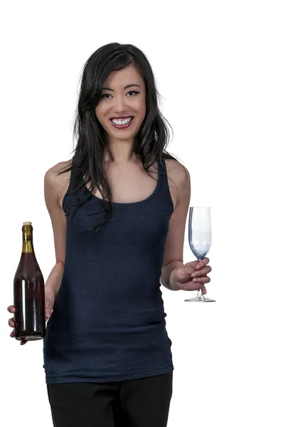 Donna con vino — Foto Stock