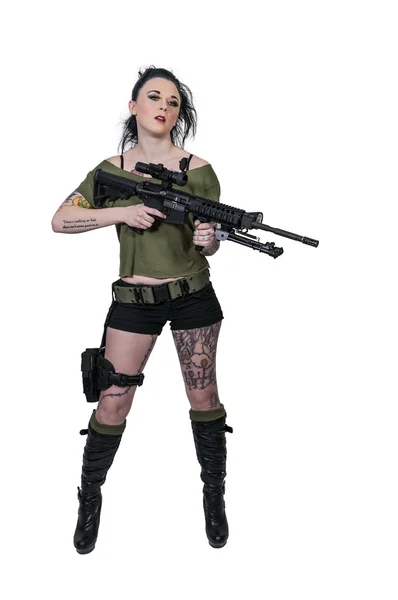 突击步枪的女人 — 图库照片