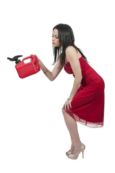 Woman with Gas Can — Stock Photo, Image