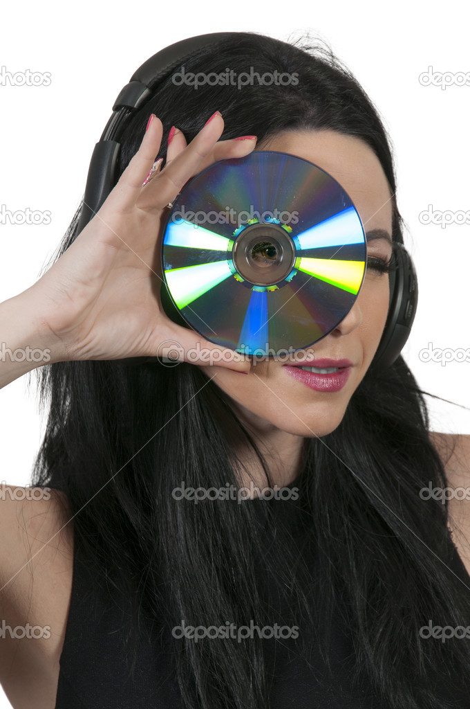 Woman holding CD or DVD