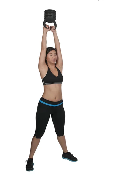 Asian Woman Working with Weights — Stock Photo, Image