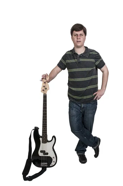 Uomo con Chitarra Bass — Foto Stock