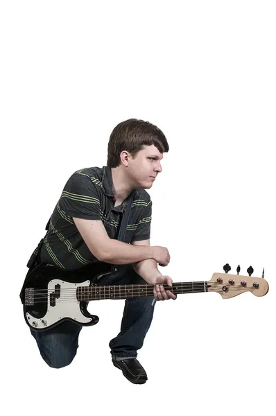 Hombre con bajo guitarra —  Fotos de Stock