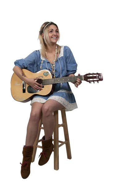 Kobieta z gitarą — Zdjęcie stockowe