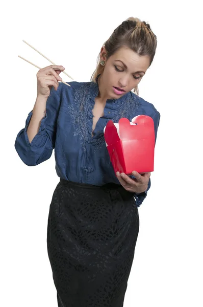 Mulher a comer — Fotografia de Stock