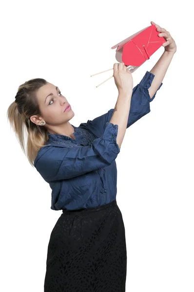 Frau isst — Stockfoto