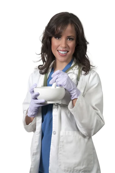 Doctor with Mortar and Pestel — Stock Photo, Image