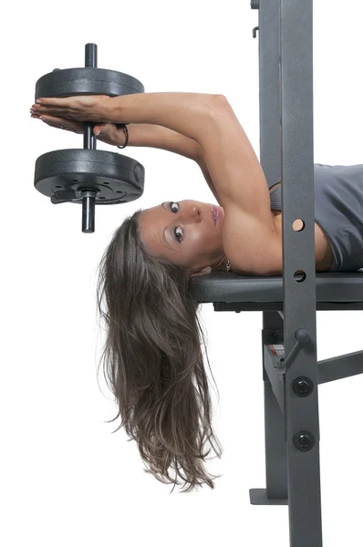 Woman Working with Weights — Stock Photo, Image