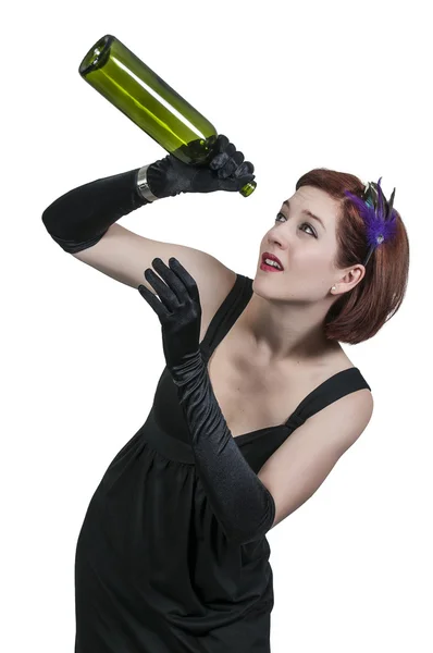 Donna con vino — Foto Stock