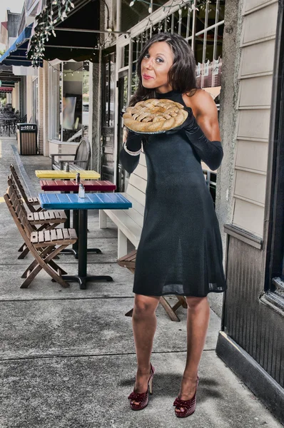 Woman with Pie — Stock Photo, Image