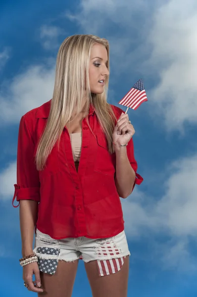 Mujer con bandera — Foto de Stock