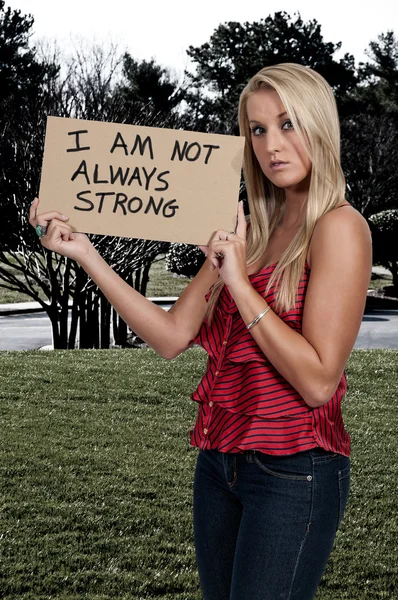 Woman Holding an Inspirational Sign — Stock Photo, Image