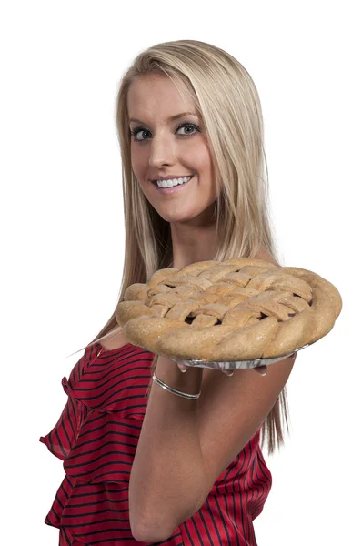 Жінка з пиріг — стокове фото