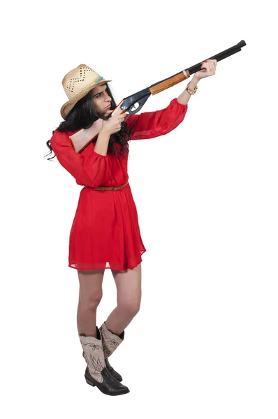 Cowgirl with Rifle — Stock Photo, Image