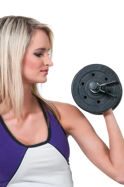 Woman Working with Weights — Stock Photo, Image