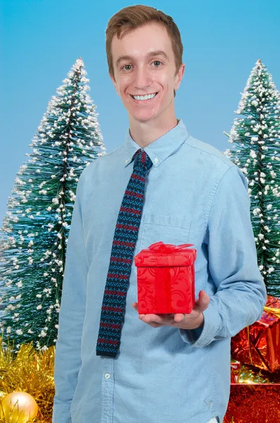 Man Holding Gift — Stock Photo, Image