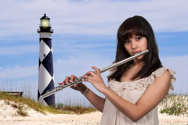 Woman Flutist — Stock Photo, Image