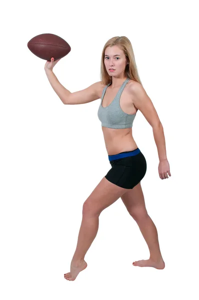 Kobieta gry w piłkę nożną — Zdjęcie stockowe
