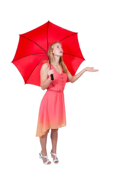 Mujer sosteniendo paraguas — Foto de Stock