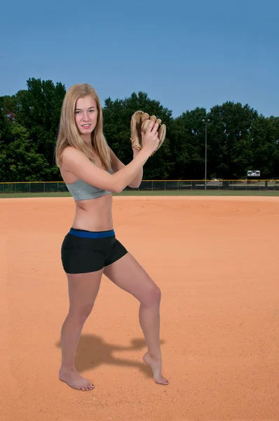 Giocatore di baseball donna — Foto Stock