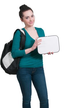 Elinde Boş İşaret Tutan Kadın