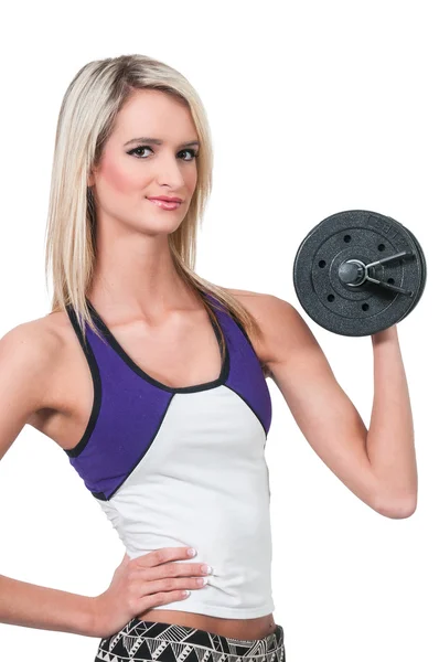 Woman Working with Weights — Stock Photo, Image