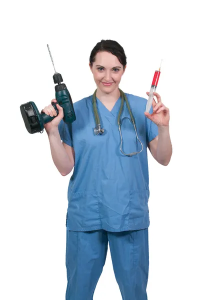 Vrouwelijke arts met spuit — Stockfoto