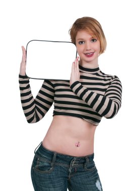 Elinde Boş İşaret Tutan Kadın