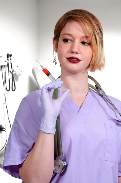 Female Doctor with Syringe — Stock Photo, Image