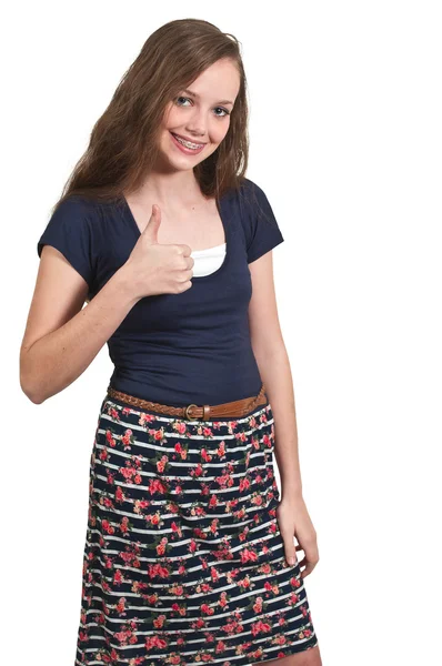 Teenage Woman Thumbs Up — Stock Photo, Image