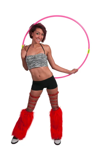 Mulher com hula hoop — Fotografia de Stock