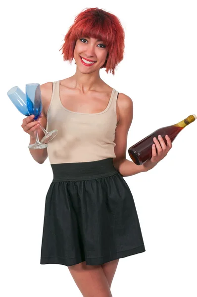 Woman with Wine — Stock Photo, Image