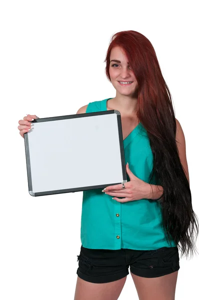 Woman Holding a Blank Sign — Stock Photo, Image