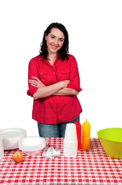 Vrouw picknick — Stockfoto