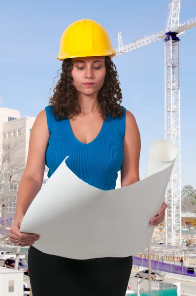 Trabalhadora da construção feminina — Fotografia de Stock