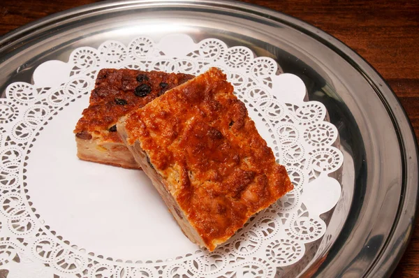 Traditionele Spaanse Schotel Bekend Als Budin Pina Ananaspudding — Stockfoto