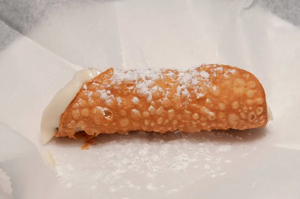 Delicioso Plato Postre Italiano Conocido Como Los Cannoli — Foto de Stock