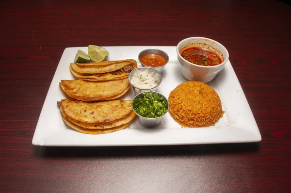 Auténtica Cocina Mexicana Conocida Como Birria Tacos Consomme — Foto de Stock