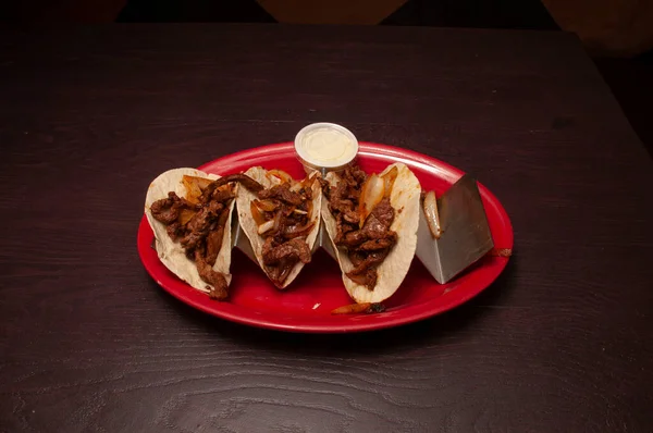 Authentic Tex Mex Mexican Cuisine Known Cheesesteak Tacos — Foto de Stock