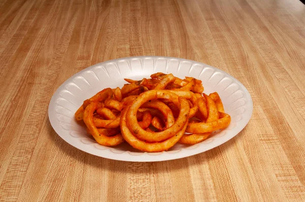 Delicious Curly Fried Potatoes Ready Eaten — Stock Photo, Image