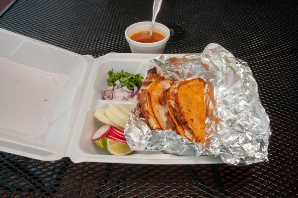 Tasty Traditional Mexican Dish Birria Tacos — Stock Photo, Image