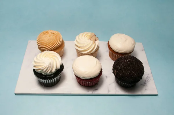 Assortment Series Delicious Rich Gourmet Cupcakes — Stock Photo, Image