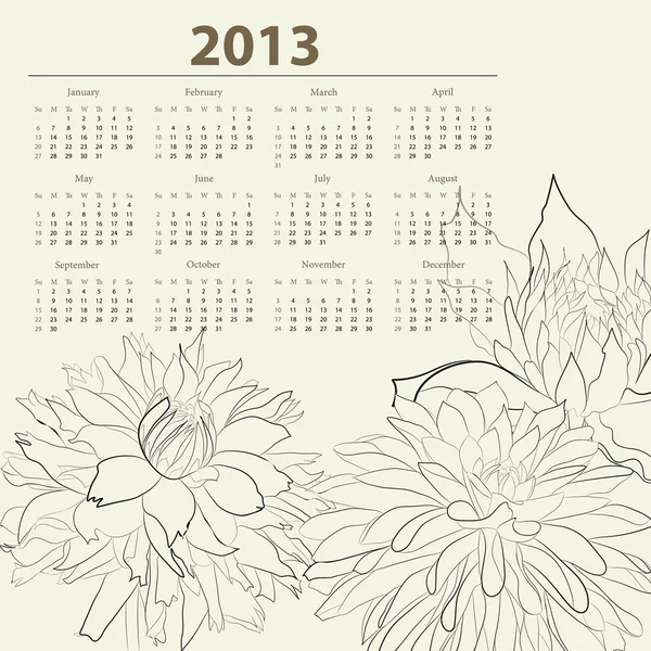 Calendário para 2013 com flores —  Vetores de Stock