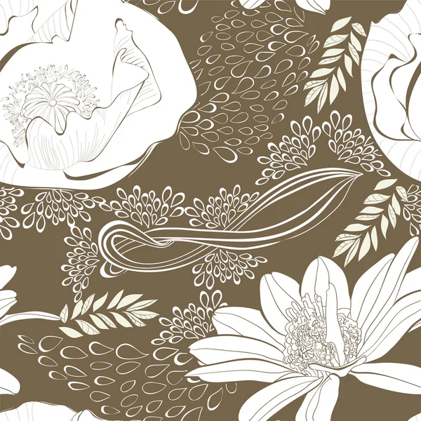 Nahtlose Tapete mit schönen Blumen — Stockvektor