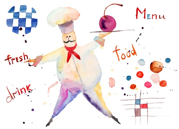 Акварельна ілюстрація шеф-кухаря — стокове фото