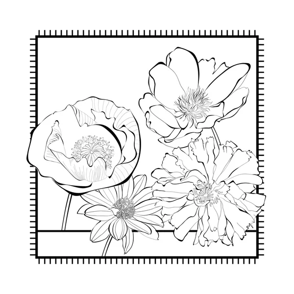 Sablon kártya-val Dekoratív virág — Stock Vector