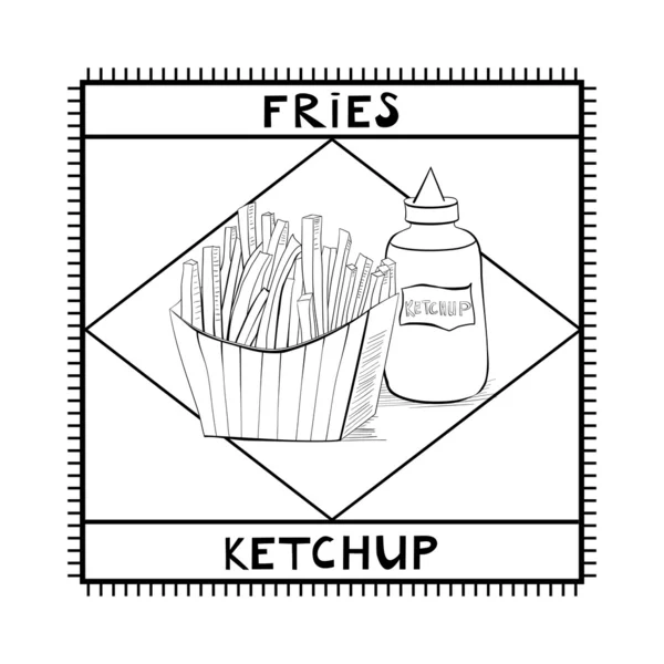 Friet en ketchup — Stockvector