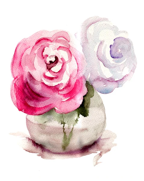 Rosas flores, acuarela ilustración — Foto de Stock