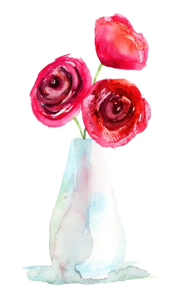 Tres flores de rosas rojas — Foto de Stock